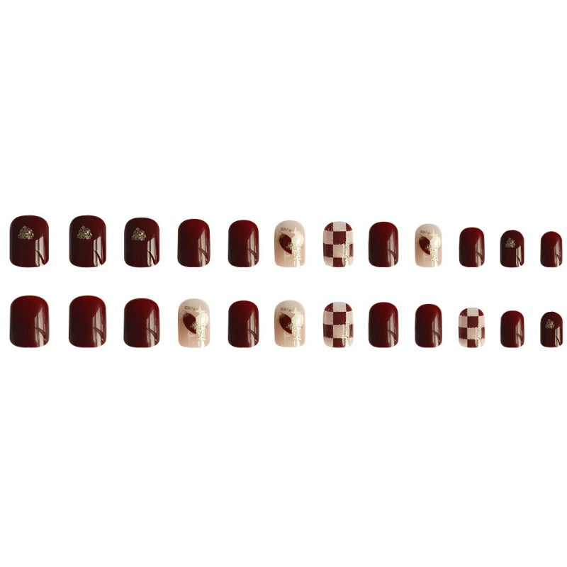 Wholesale 24 Pieces/box Valentine's Day Chessboard Love Nails Kits Nail Stickers ACC-NS-QXJ056