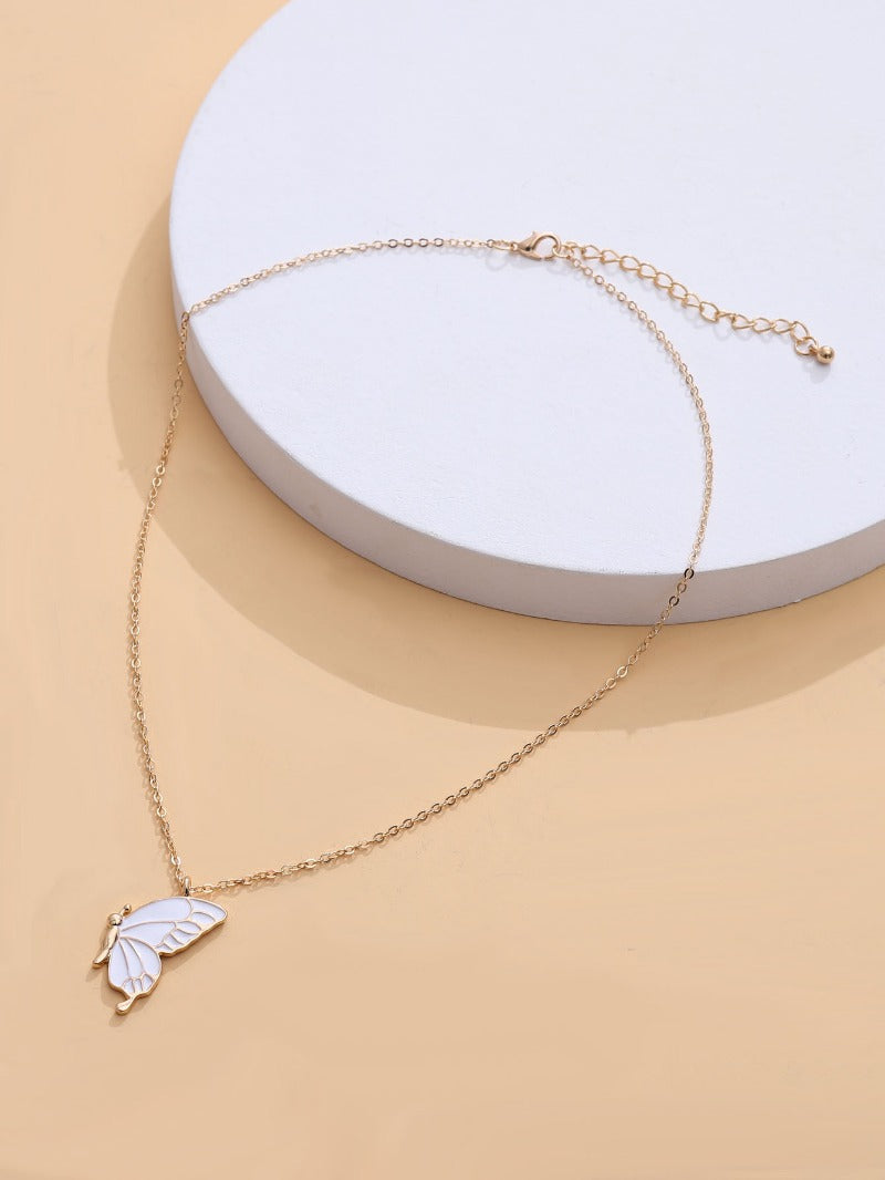 Wholesale Alloy Oil Drip Butterfly Necklace Clavicle Chain ACC-NE-zhiyu006
