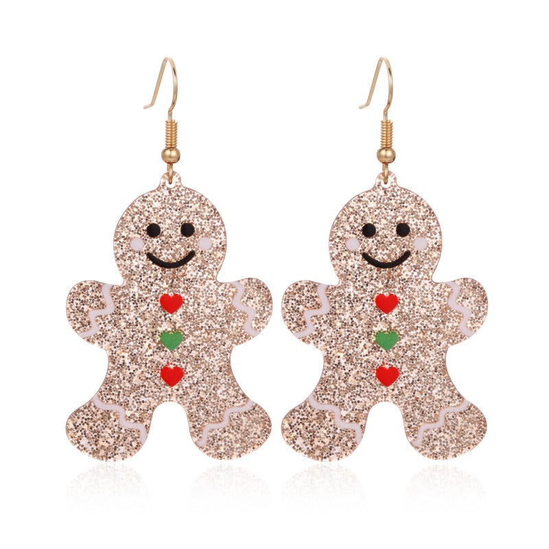Wholesale Fashion Oil Dripping Christmas Tree Gingerbread Man Earrings ACC-ES-Bingl003