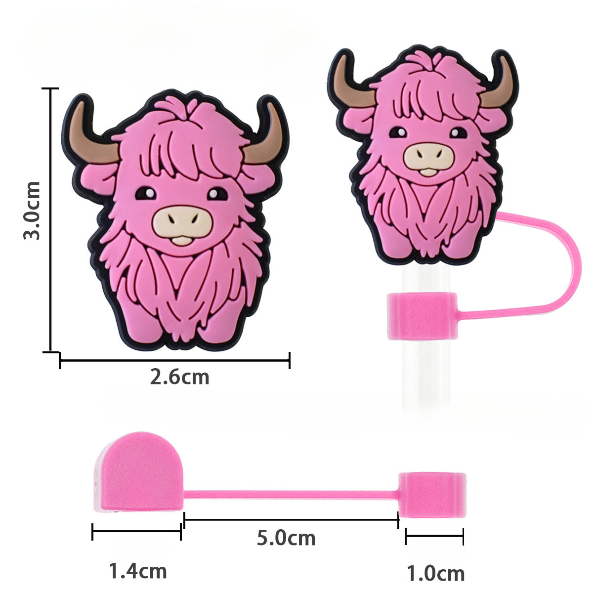 Wholesale Random 100pcs Pink Yak 10mm PVC Soft Straw Tube Cap ACC-SCR-RYY105