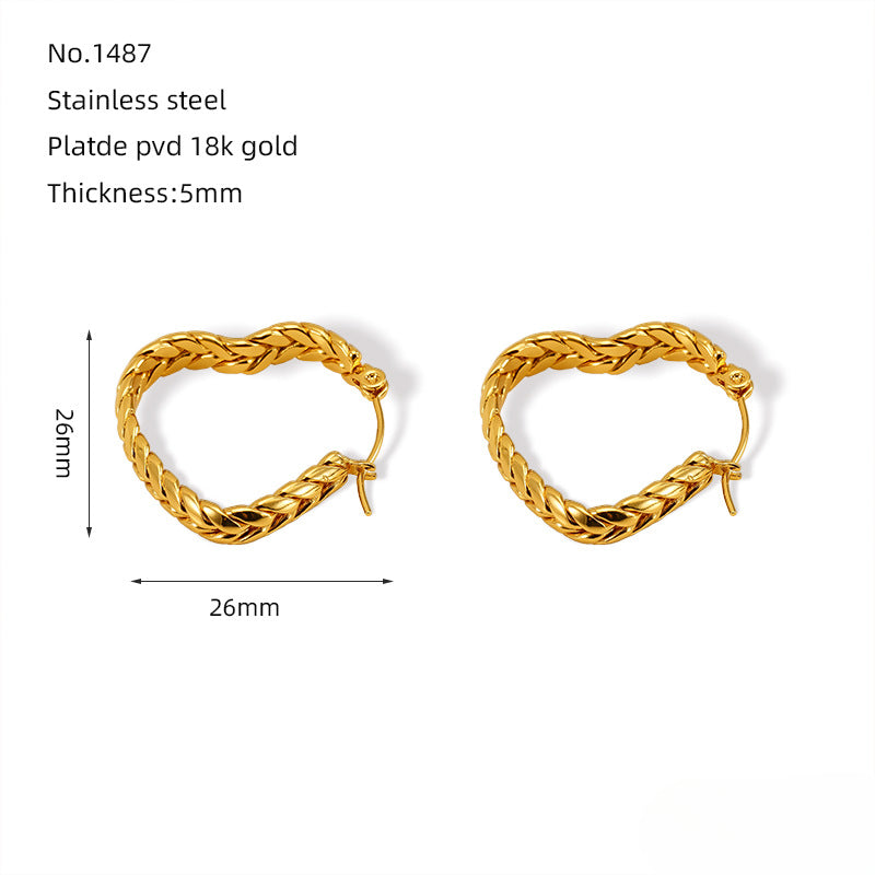 Wholesale Vintage Twisted Earrings Heart Earrings Stainless Steel Earrings ACC-ES-ZhongYao007