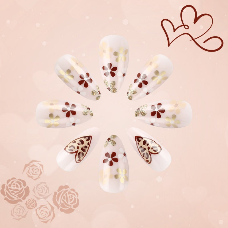 Wholesale 24 Pieces/box Valentine's Day Leopard Heart Nails Kits Nail Stickers ACC-NS-MiKe022
