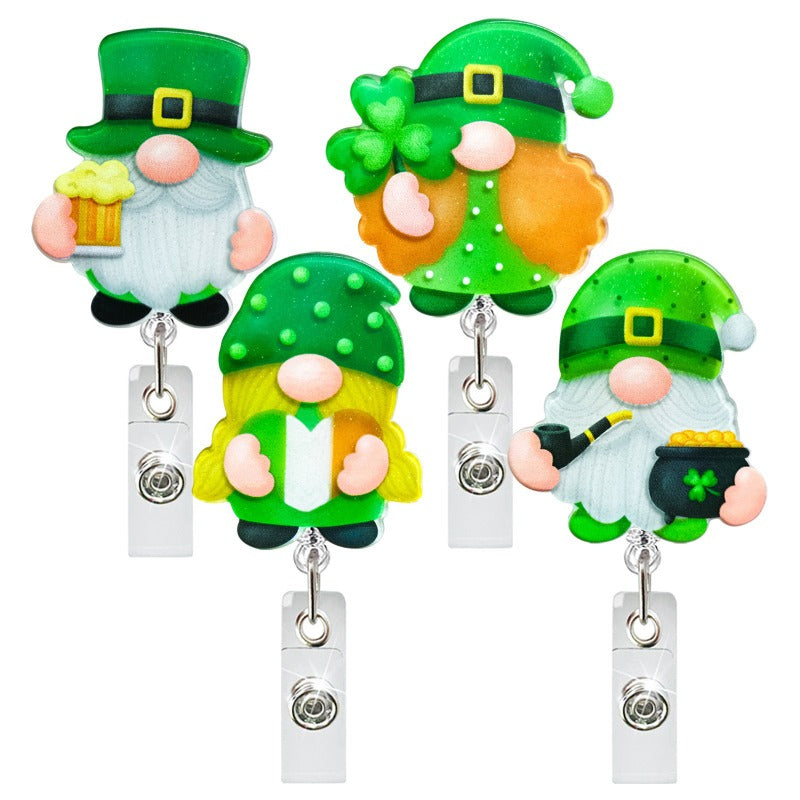 Wholesale Irish Festival Acrylic Gnome Rotating Doctor Nurse Retractable Keychain ACC-KC-QiDing027