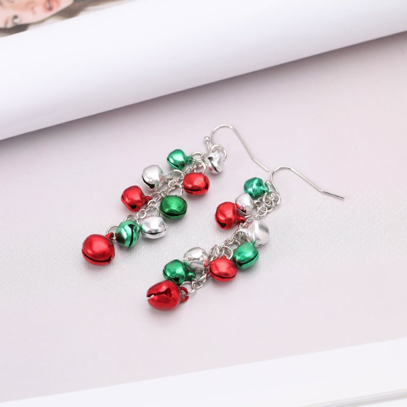 Wholesale Christmas Series Creative Long Three-color Bell Earrings ACC-ES-Bingl002