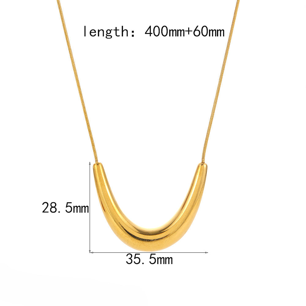 Wholesale Geometric Curved 18K Gold Stainless Steel Necklaces ACC-NE-LiQuan001