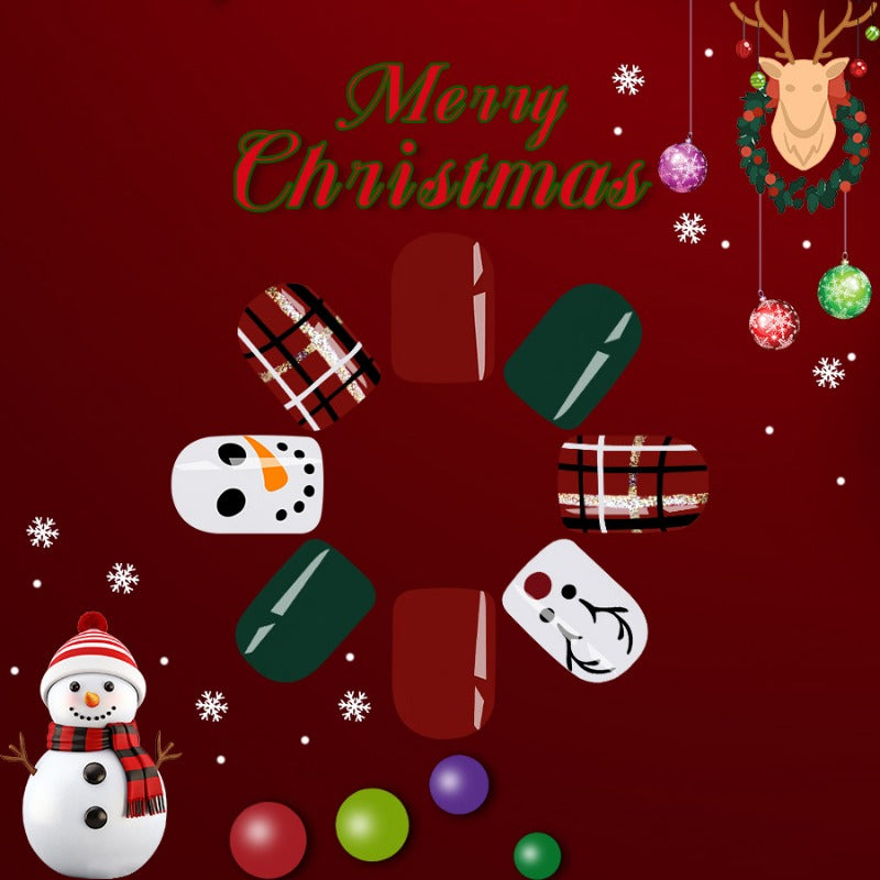 Wholesale 24 Pieces/box Christmas Cute Snowman Nails Kits Nail Stickers ACC-NS-GuaiXL121
