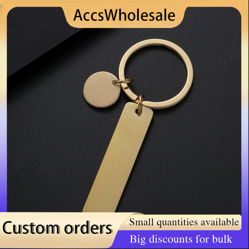 Custom Keychain with Laser Engraved Text or Logo - Multi-color Long Metal Keychain with Pendant