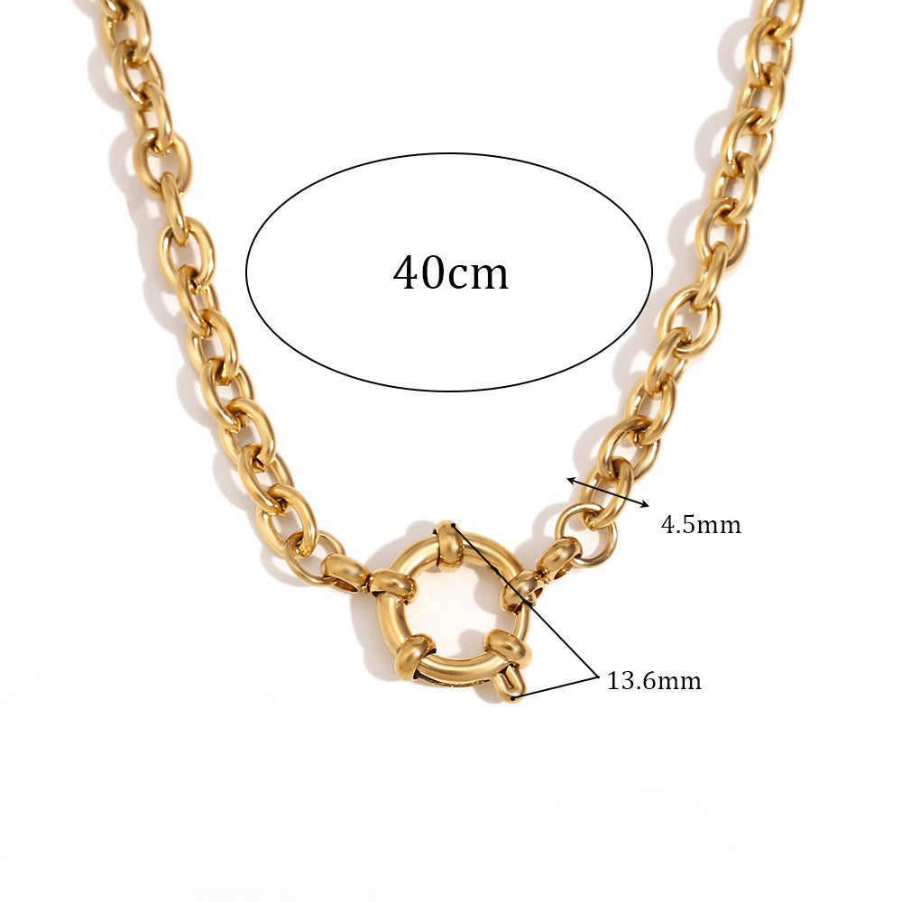 Wholesale Stainless Steel Necklace 18K Gold Plated Necklace O-shaped Spring Buckle Pendant Necklace ACC-NE-MengJ011