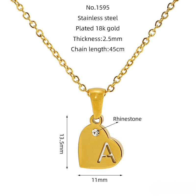 Wholesale Diamond Heart Letter Necklace ACC-NE-ZhongYao005