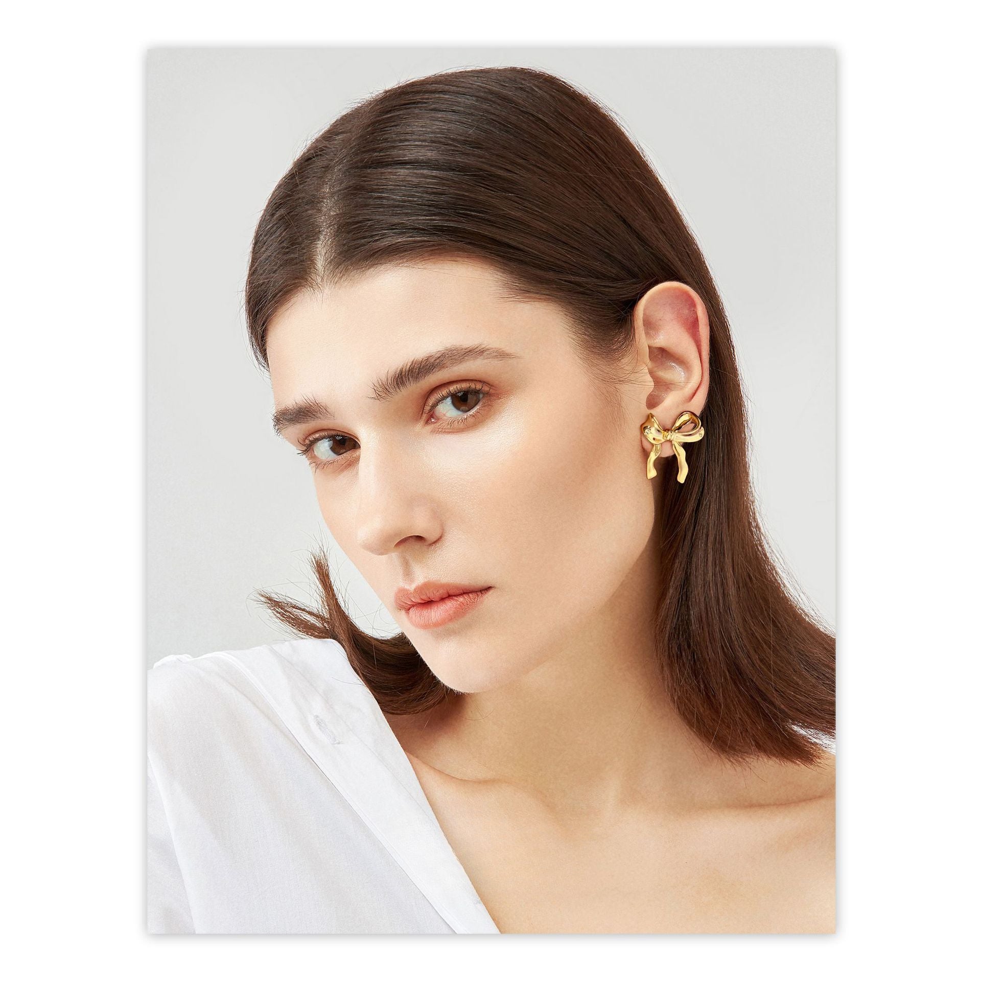 Wholesale Bow Earrings, Copper Plated Genuine Gold Earrings Fashionable Bow Accessories ACC-ES-HuaChuang001