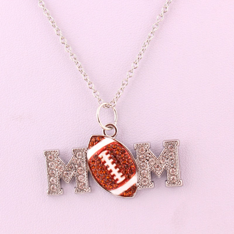 Wholesale Mother's Day Gift Football Mom Letter Necklace ACC-NE-Houh003