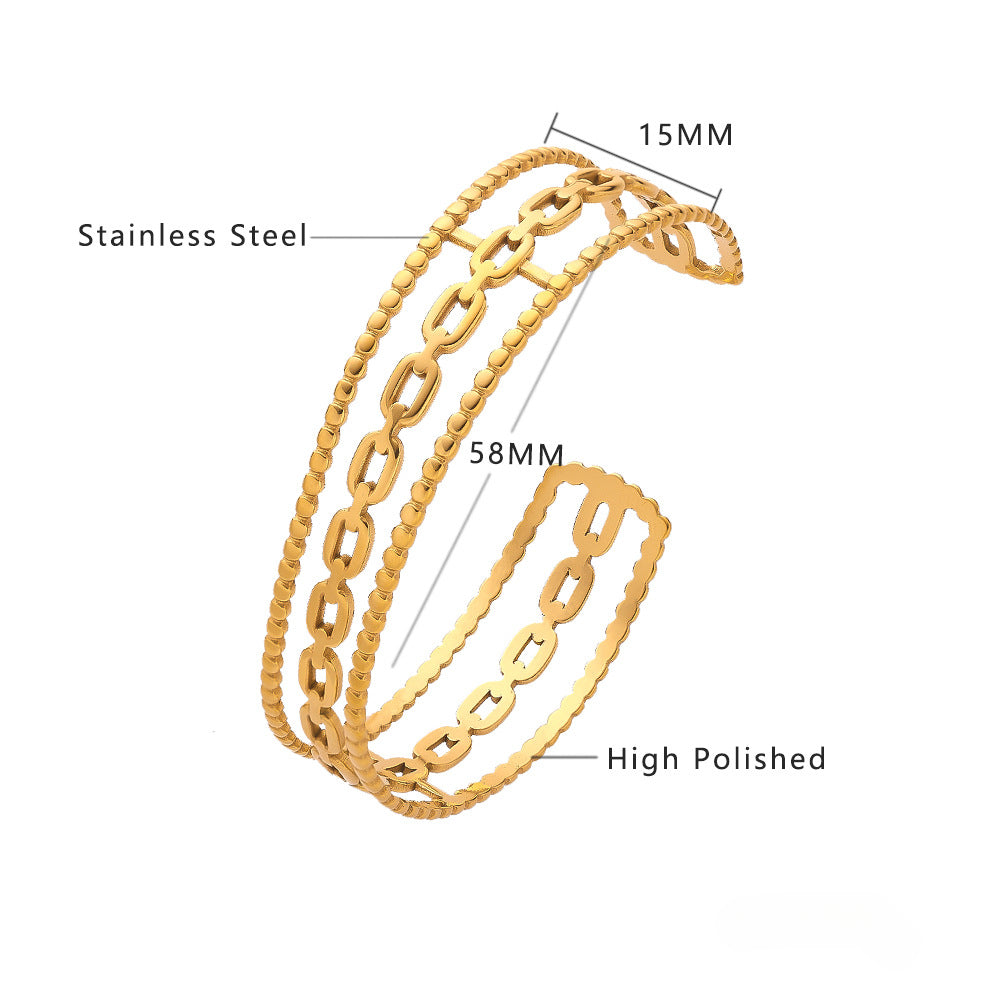 Wholesale C-shaped Irregular Titanium Steel Bracelet ACC-BT-Feif006