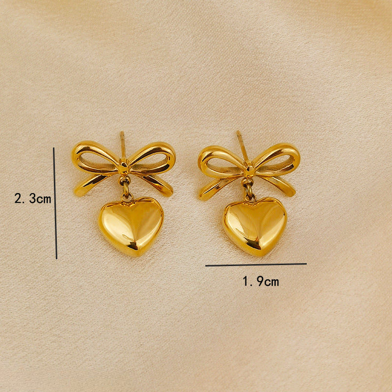 Wholesale 18K Gold Stainless Steel Love Pendant Earrings Heart Shaped Necklaces ACC-NE-GuDi015