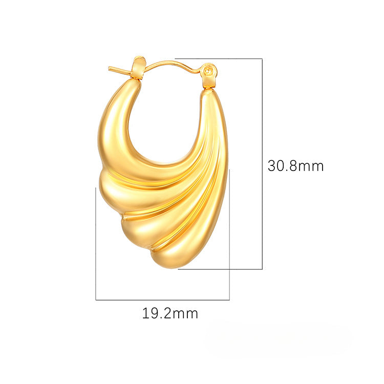 Wholesale Retro Wave Wings Stainless Steel 18K Gold Plated Earrings ACC-ES-MuShan024
