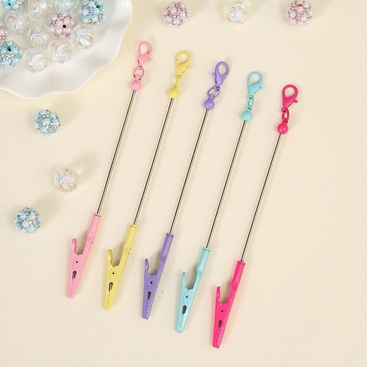 Wholesale Beadable Metal Card Grabber Keychains For Long Nails Macaron Color DIY Contactless Cards with Cards Puller ACC-008