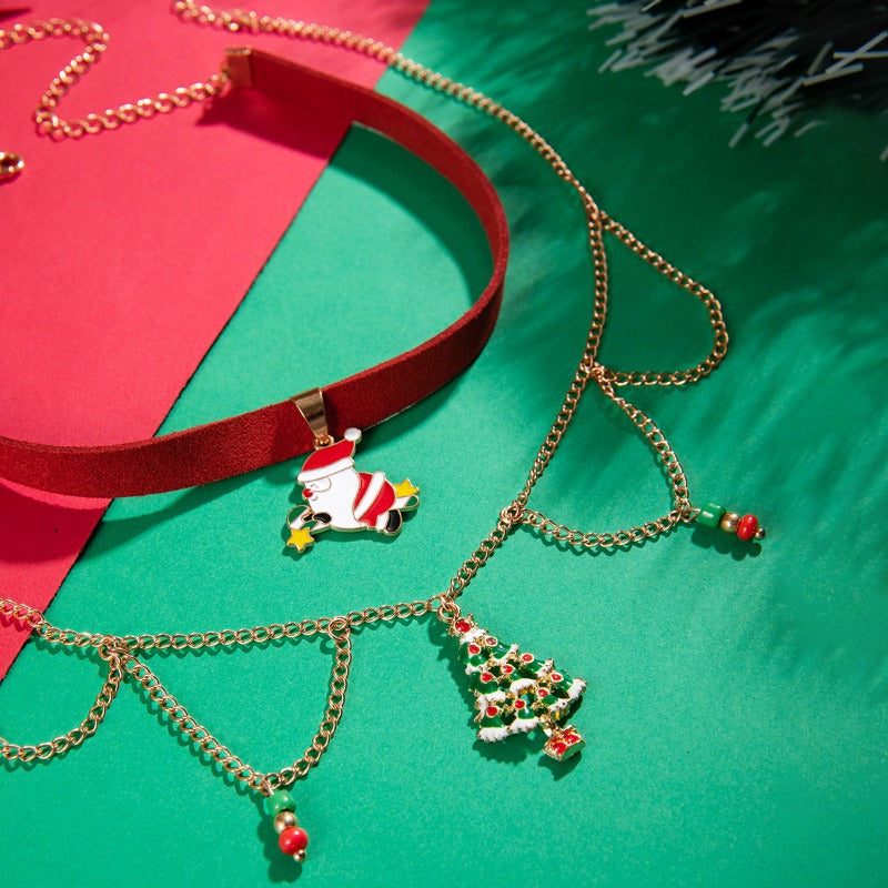 Wholesale Christmas Flannel Old Man Collar Rice Beads Christmas Tree Necklace ACC-NE-YongGe007
