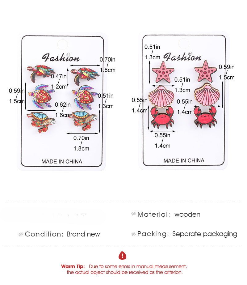 Wholesale Starfish Blue Turtle Summer Ocean Theme Earrings ACC-ES-ChengJing004