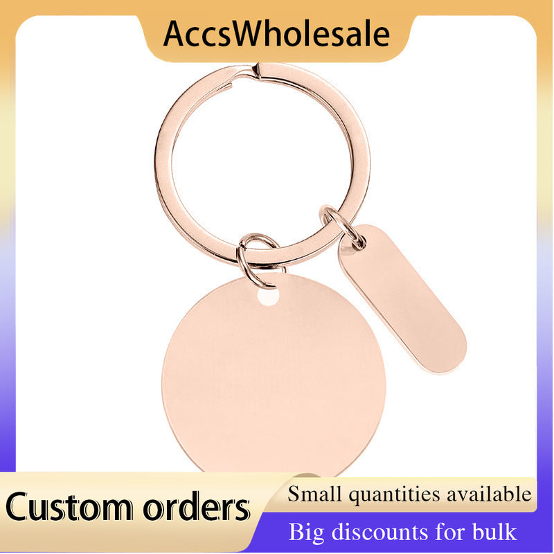 Custom Keychain with Laser Engraved Text or Logo - Multi-color Round Plate Engraved Metal Keychain