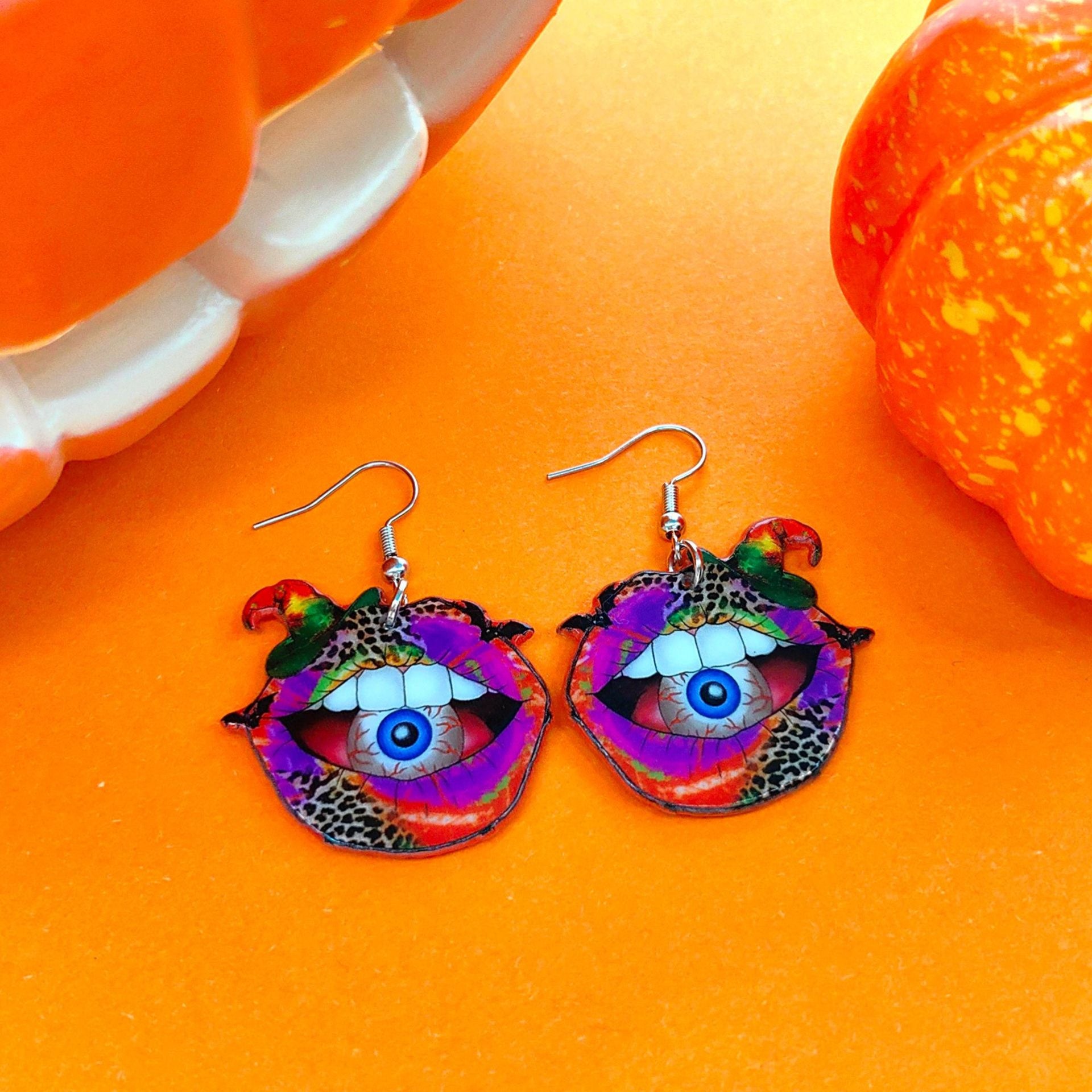 Wholesale Halloween Cartoon Pumpkin Ghost Acrylic Earrings ACC-ES-Xizhao011