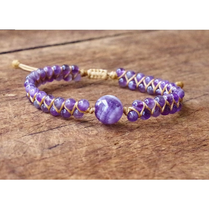 Wholesale Natural Tiger Eye Stone Woven Creative Double-layer Bracelet ACC-BT-Zhongh008