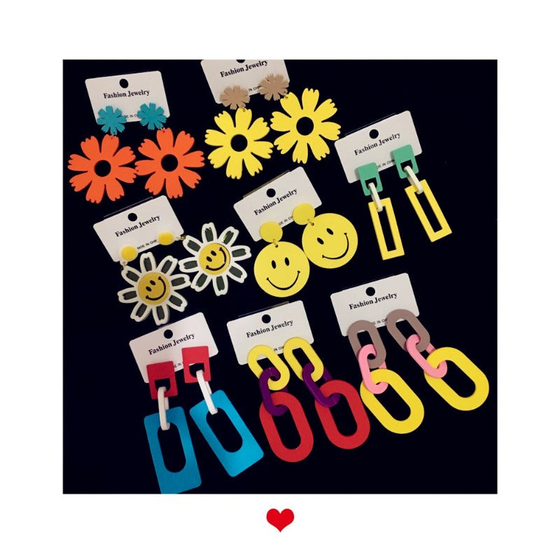 Wholesale Colorful Geometric Acrylic Flower Earrings ACC-ES-CT033