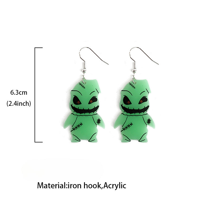 Wholesale Halloween Glow in The Dark Devil Acrylic Luminous Earrings ACC-ES-XinChuan045