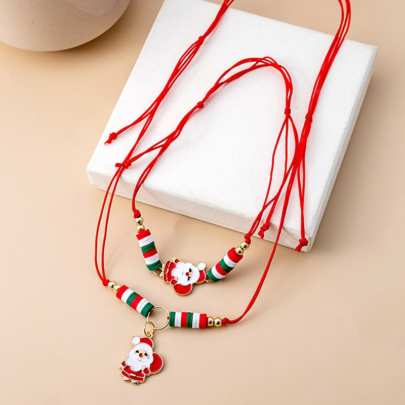 Wholesale Christmas Cute Cartoon Oil Drop Bell Necklace ACC-NE-Tiangao014
