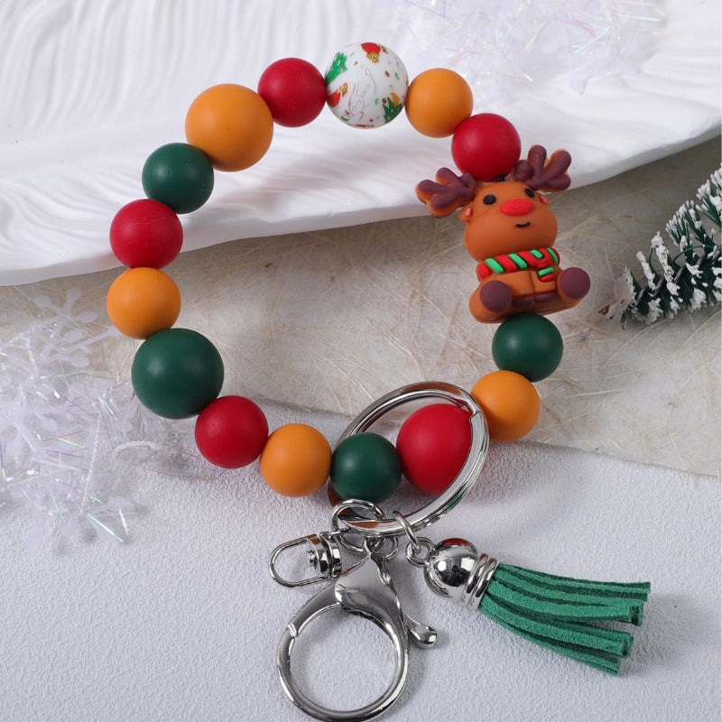 Wholesale Christmas 3D Silicone Cartoon DYI Beaded Keychain ACC-KC-JiuYa018