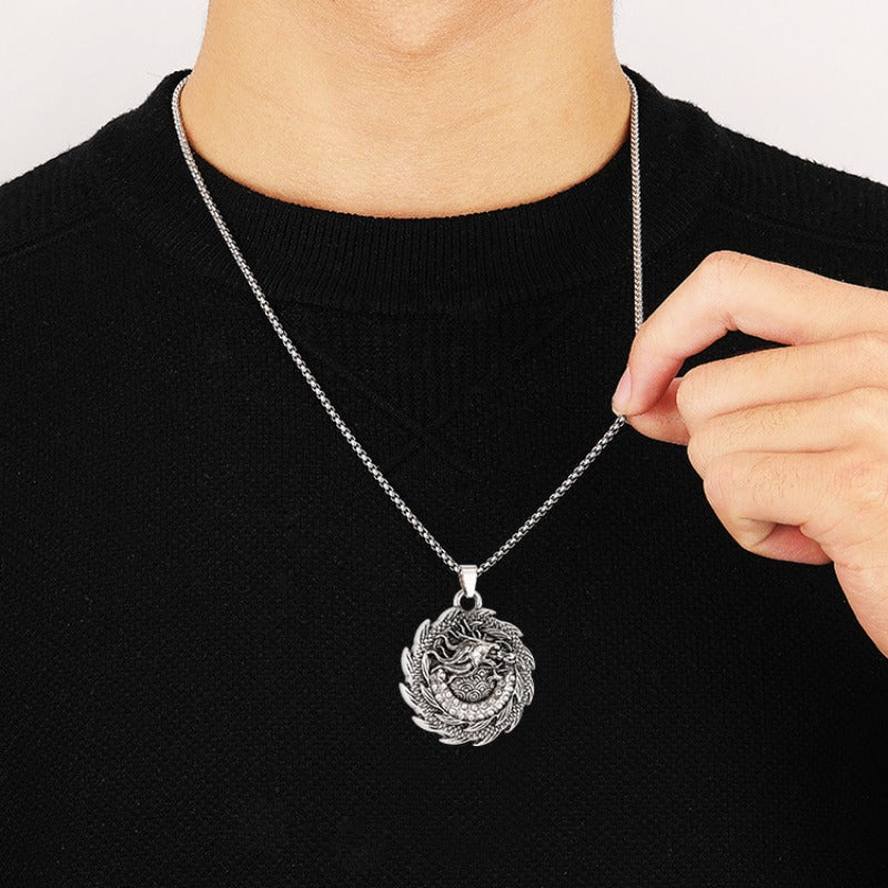 Wholesale Chinese Dragon Pendant Men Necklace ACC-NE-Yuj002