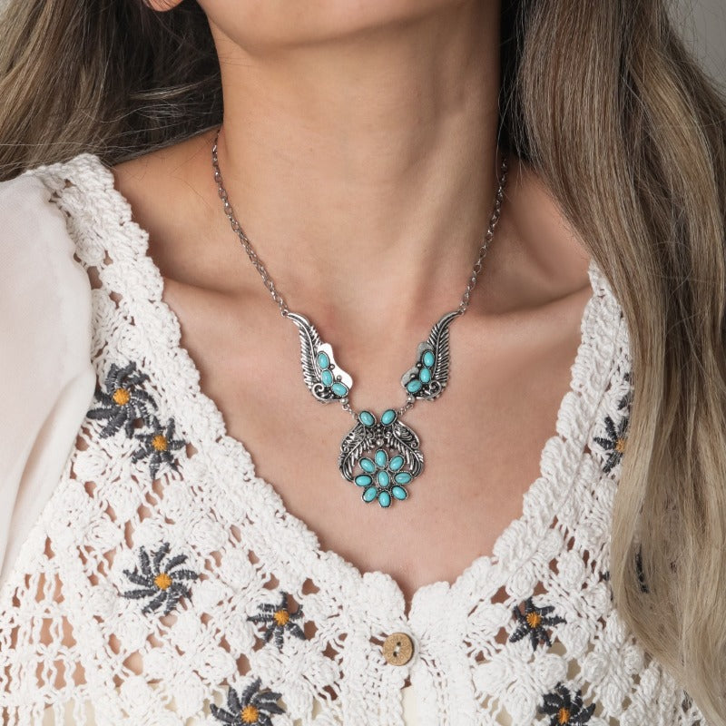 Wholesale Bohemian Vintage Ethnic Turquoise Necklace ACC-NE-JunJie014