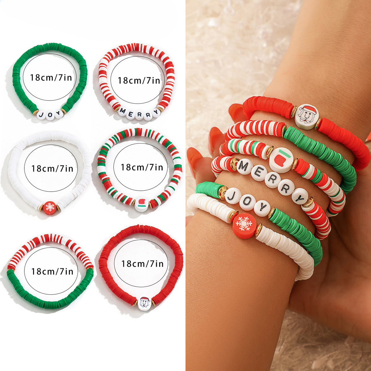 Wholesale Christmas Polymer Clay Beaded Bracelet Set ACC-BT-XueRou006