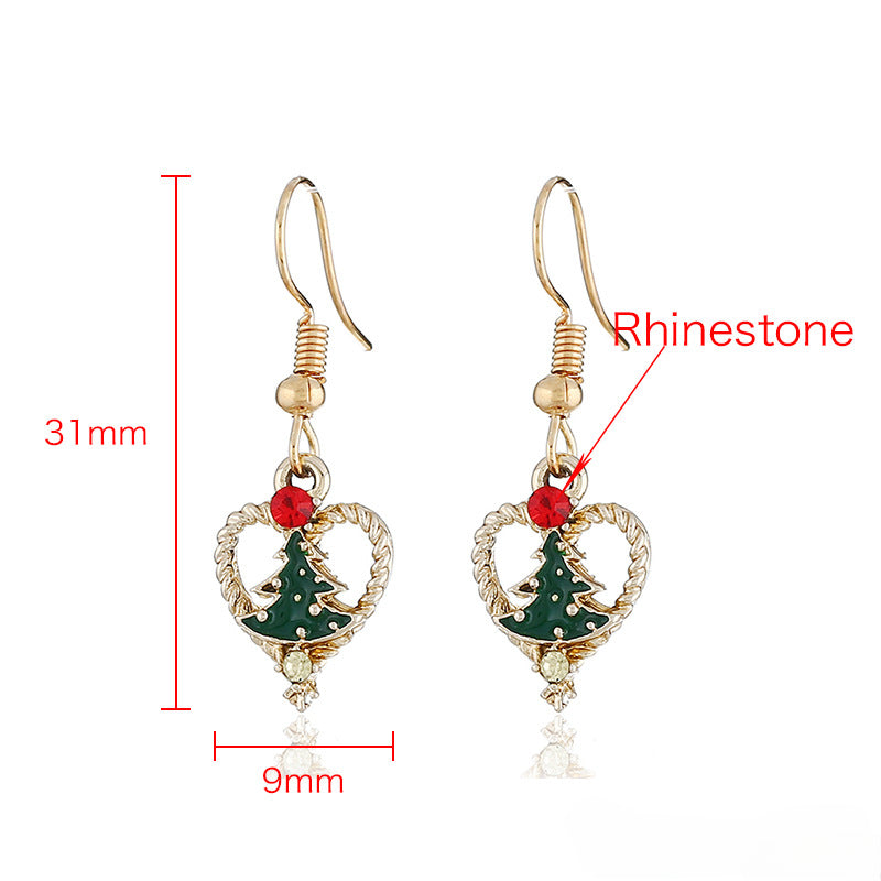 Wholesale Rhinestone Christmas Tree Heart Necklaces Earrings ACC-ES-KaiQing007