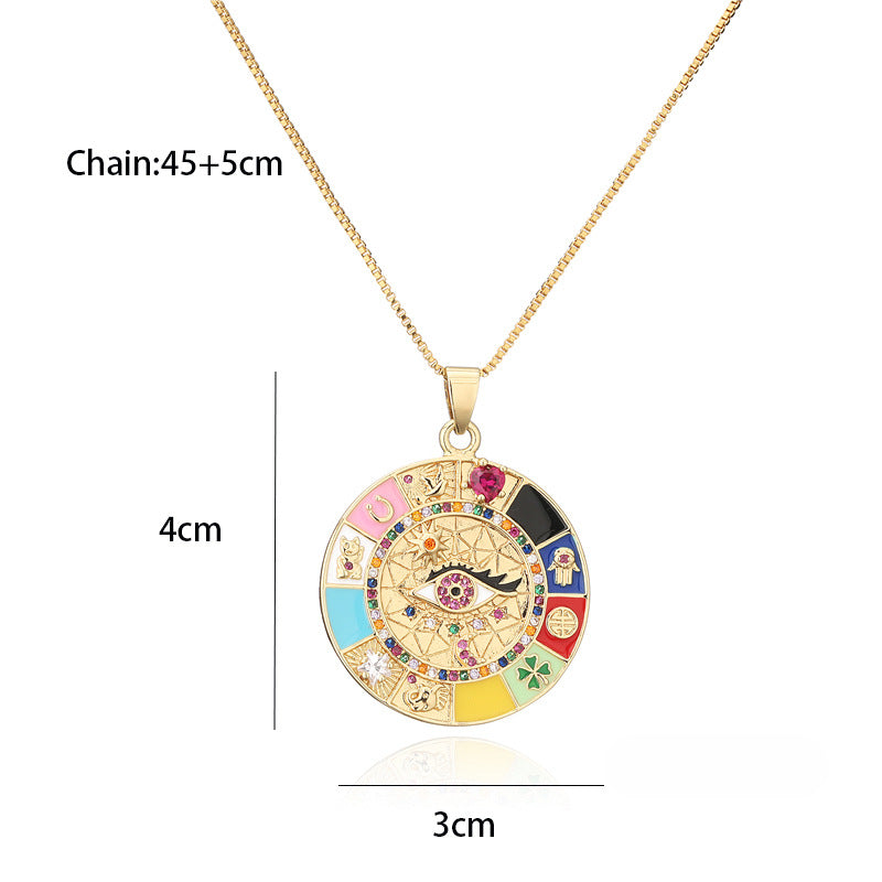 Wholesale Bohemian Drop Oil Zircon Eye Pendant Copper Necklace ACC-NE-AG002