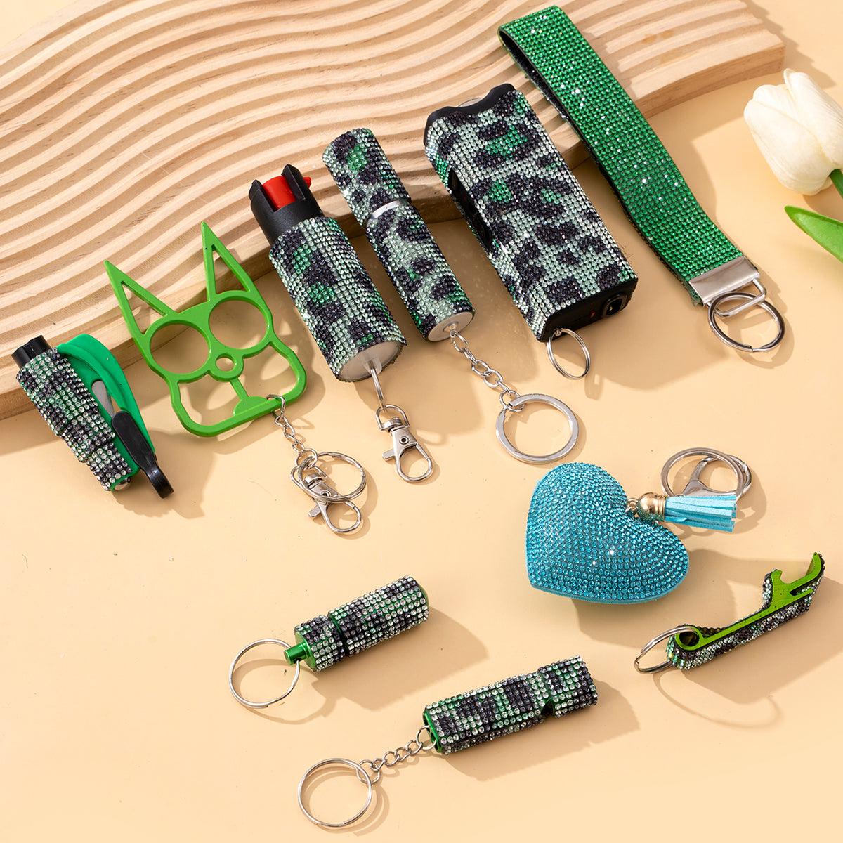 Wholesale Outdoor DIY Keychain 11-piece Set Jewelry Accessories Bottle Convenient Keychain Pendant ACCVIP-KC-ZhiYa020