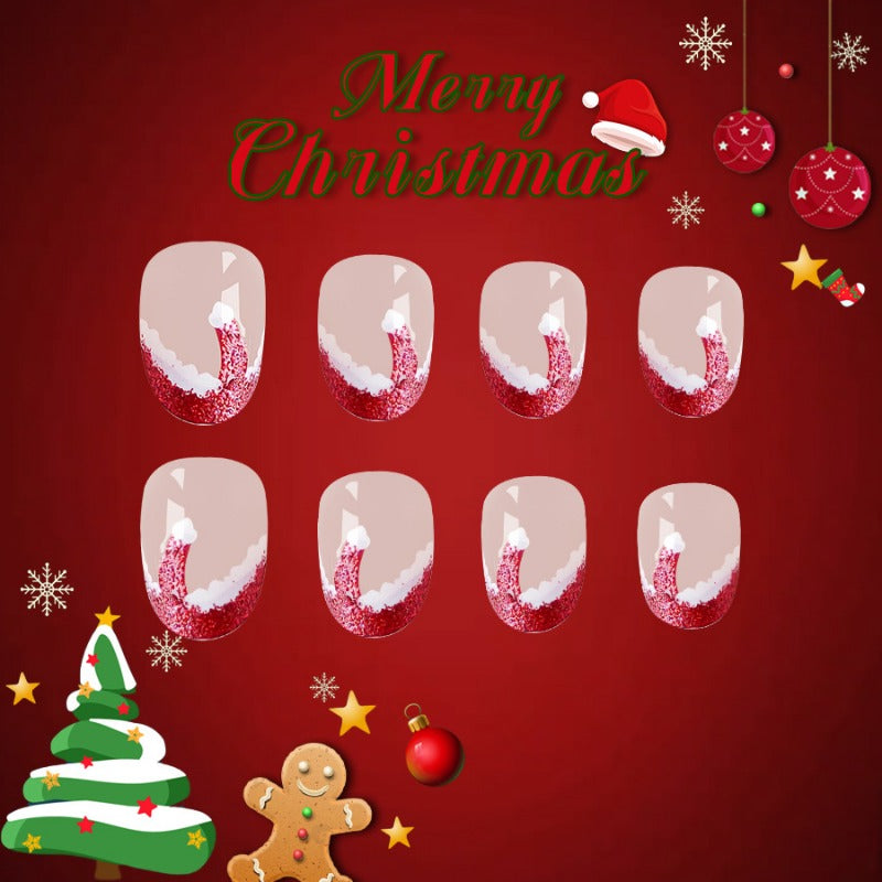 Wholesale 24 Pieces/box Christmas Hat Red and White Nails Kits Nail Stickers ACC-NS-GuaiXL129