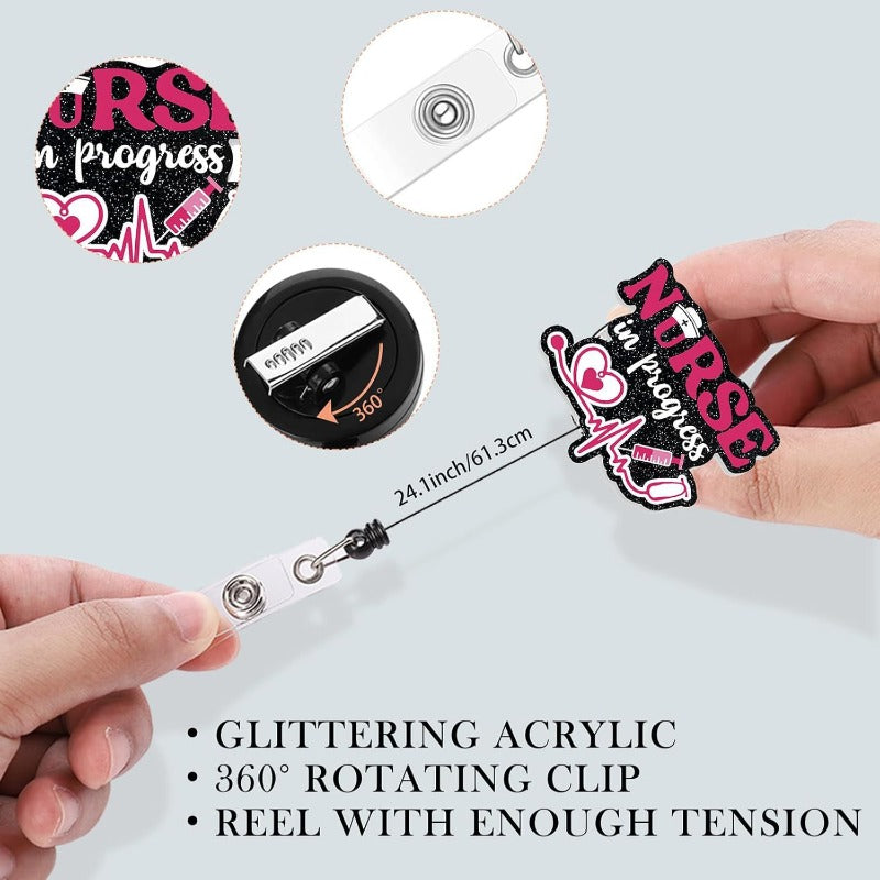 Wholesale Acrylic Heart Medicine Bottle Nurse Cap Medical Retractable Badge Scroll Keychain ACC-KC-LingYu004