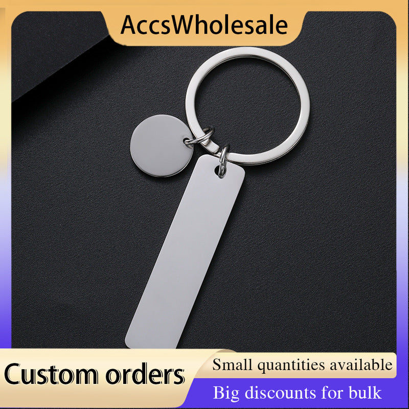 Custom Keychain with Laser Engraved Text or Logo - Multi-color Long Metal Keychain with Pendant
