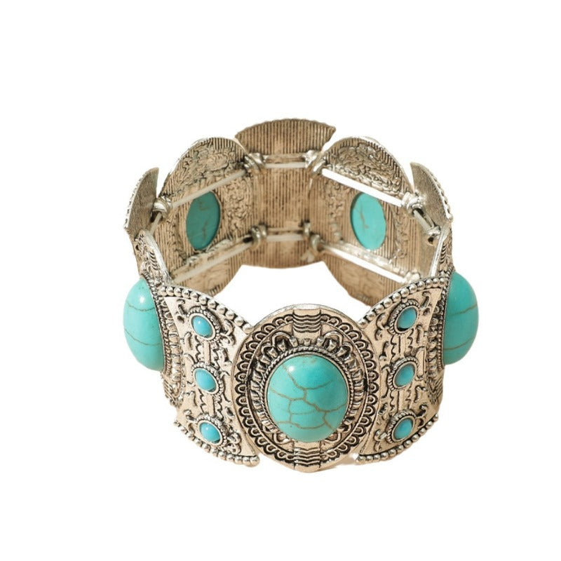 Wholesale Bohemian Natural Turquoise Stretch Bracelet ACC-BT-JunJie022