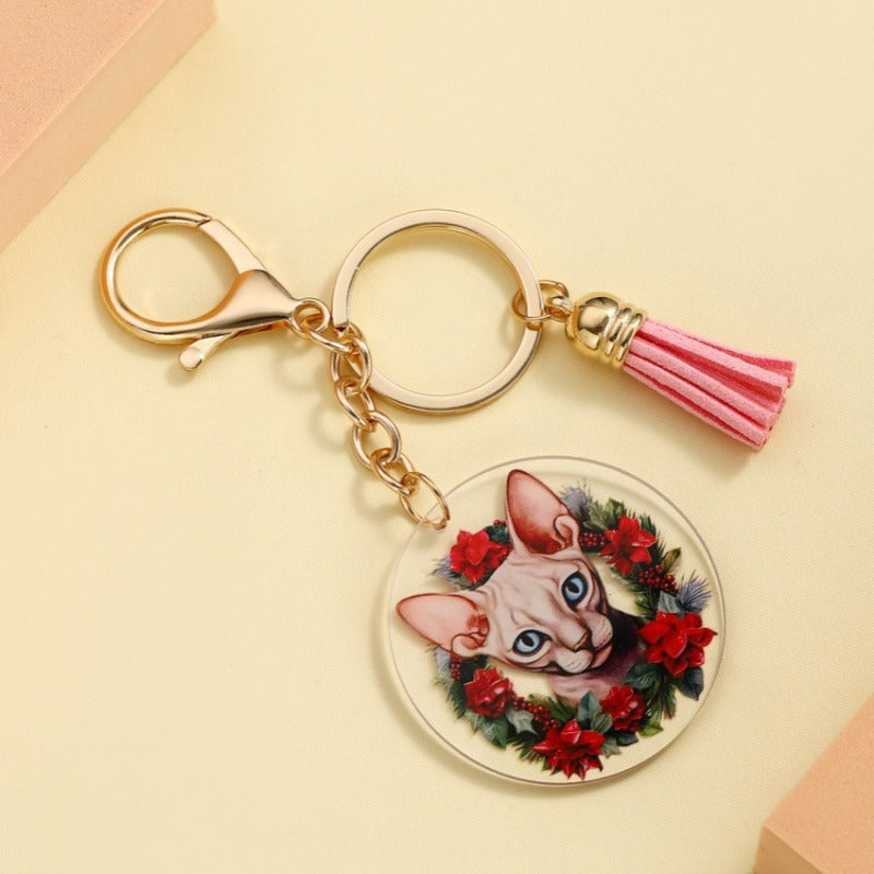 Wholesale 3D Printed Acrylic Cat Keychain ACC-KC-RongRui037