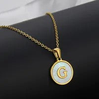 Wholesale Titanium Steel Necklace Round Shell Letter Necklace ACC-NE-BaiTian005