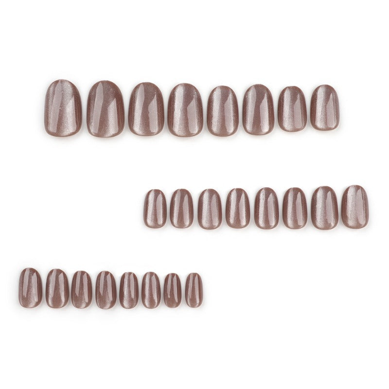 Wholesale 24 Pieces/box Dark Brown Cat Eye Nails Kits Nail Stickers ACC-NS-LeFan131