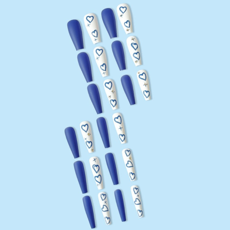 Wholesale 24 Pieces/box Valentine's Day Blue and White Love Nails Kits Nail Stickers ACC-NS-QXJ052