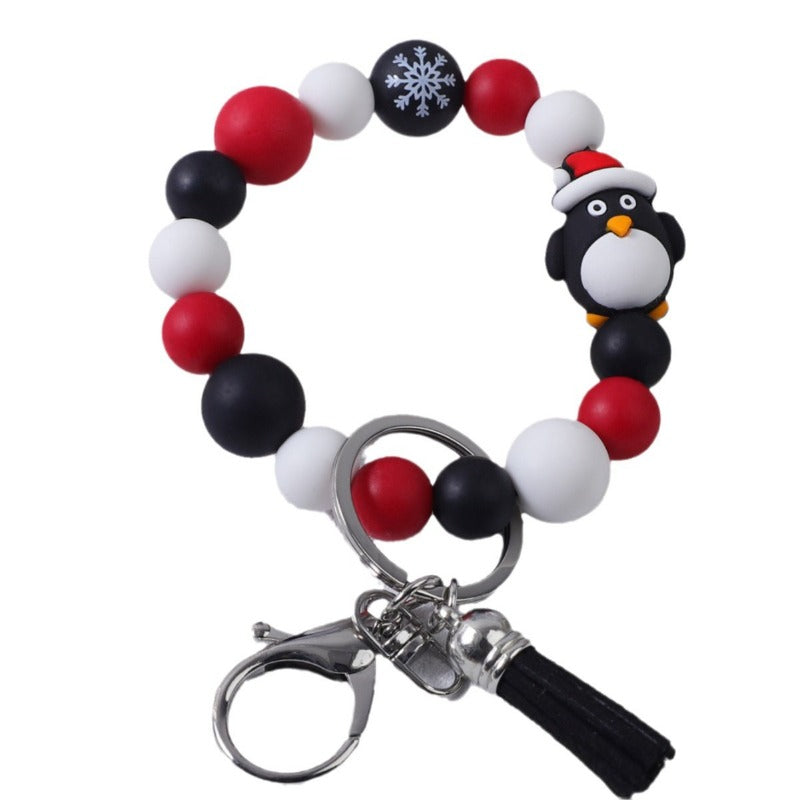 Wholesale Christmas 3D Silicone Cartoon DYI Beaded Keychain ACC-KC-JiuYa018