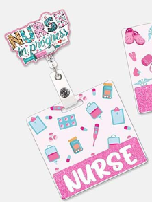 Wholesale Glitter Nurse Acrylic Doctor and Nurse Badge Reels Keychains ACC-KC-ChiHai021