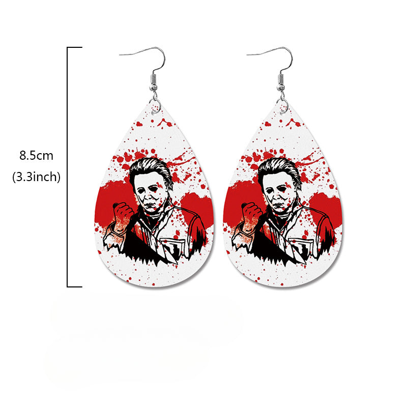 Wholesale Halloween Horror Movie Character Blood Stains Exaggerated Dark Style Leather Earrings ACC-ES-XinChuan044
