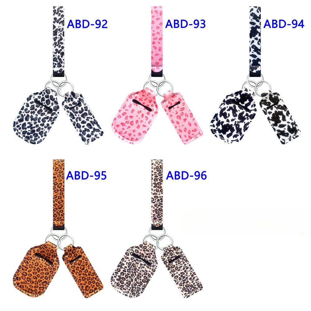 Wholesale Cow Print Leopard Print Lipstick Case Wrist Strap Keychain Set ACC-KC-XinY001