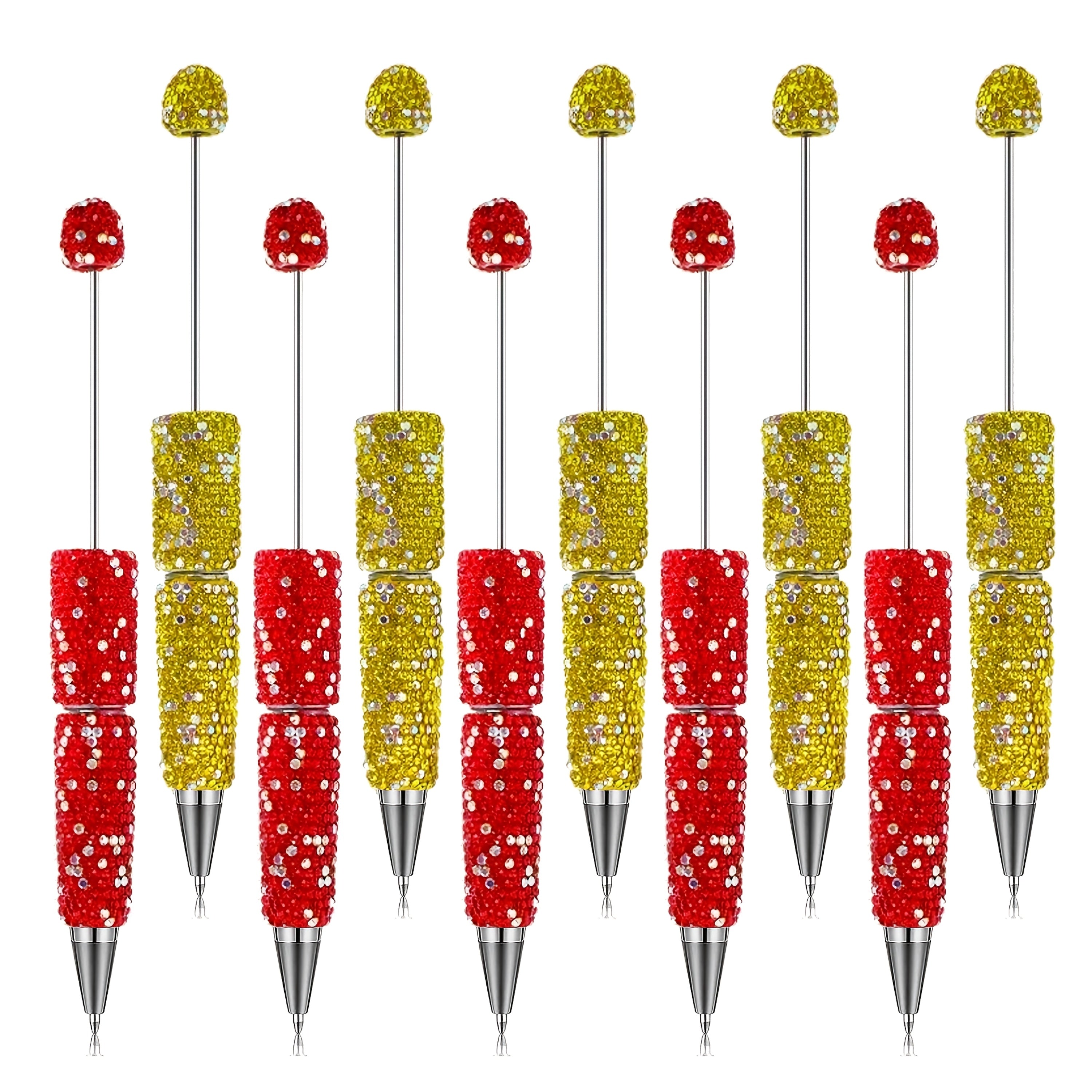 10pcs Glitter Beadable Pen Full Rhinestone Beadable Pen Shiny Fancy Pens for Beads Cute Journalling DIY Beaded Pen for Women Fun Bling Ballpoint Pens Back to School DIY Trendy Stuff