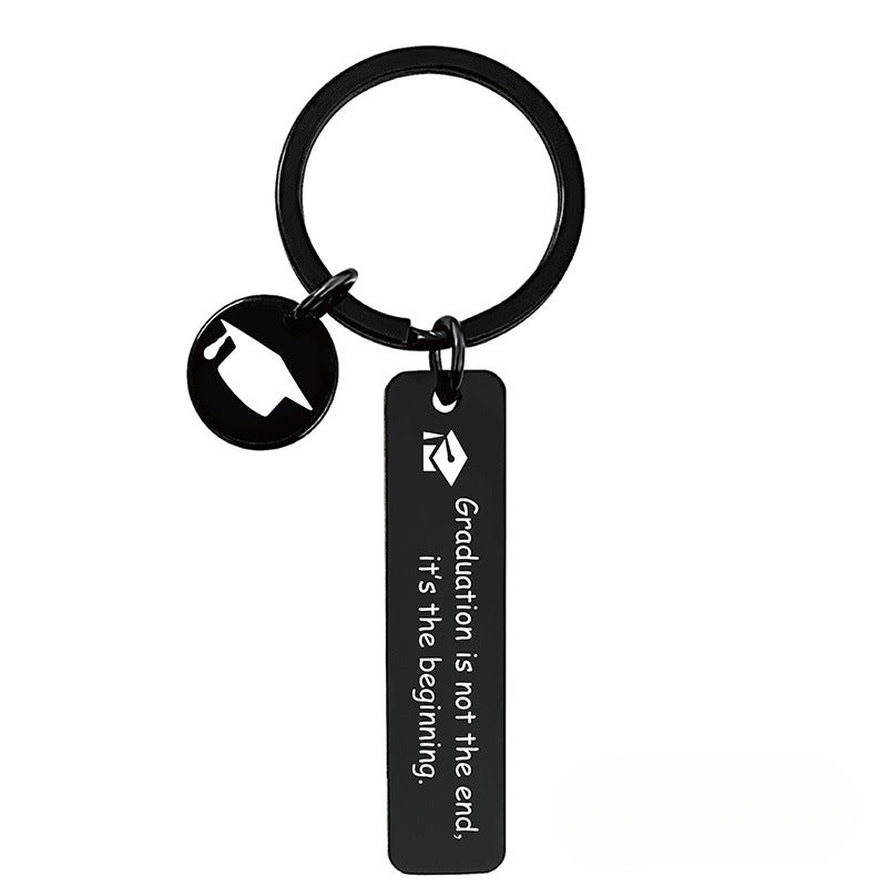 Wholesale 2024 Graduation Season Inspirational Phrases Square Stainless Steel Keychain ACC-KC-Ganggu013