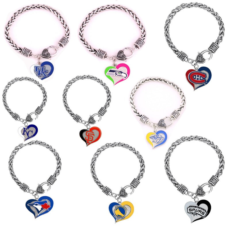 Wholesale Sports Athletics Saints Dropping Peach Heart Bracelet ACC-BT-Houh004