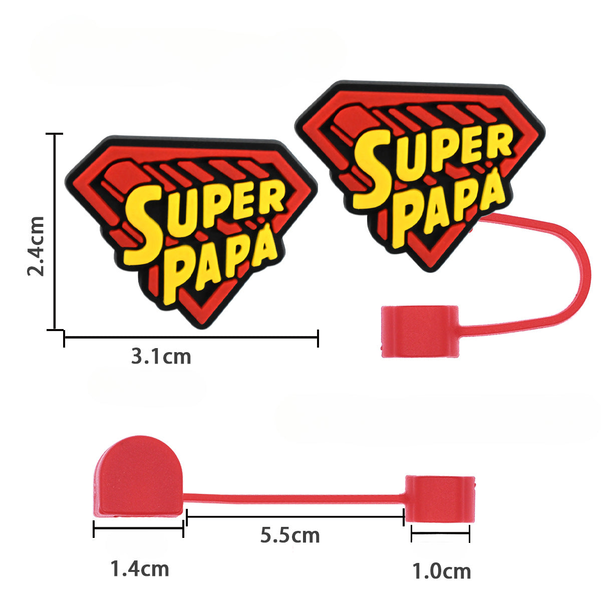 Wholesale Random Color 100pcs Father's Day Straw Tube Cap 10mm Soft Plastic Straw Decoration Straw Cover ACC-SCR-RYY032